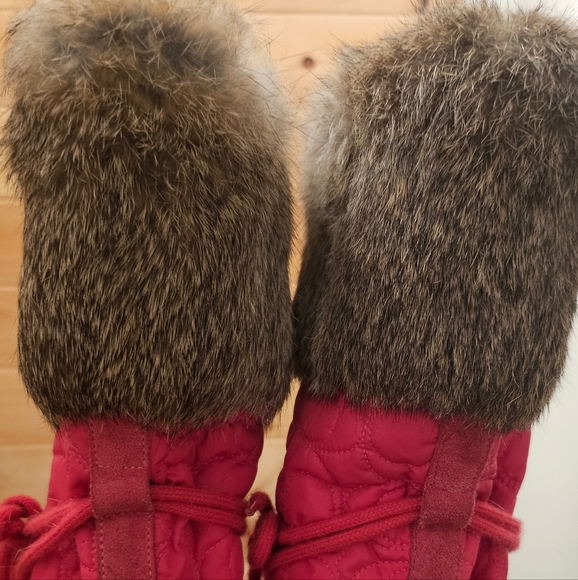 Coach Sofia Fuchsia Quilted Rabbit Fur Pink Boots - Picture 5 of 7